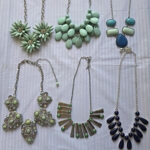 Teal Blue Statement Necklace Bundle Lot 6 | Fashion Jewelry